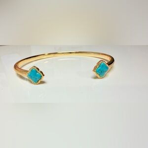 Kendra Scott Malory Cuff Gold and Variegated Turquoise Magnesite Bracelet